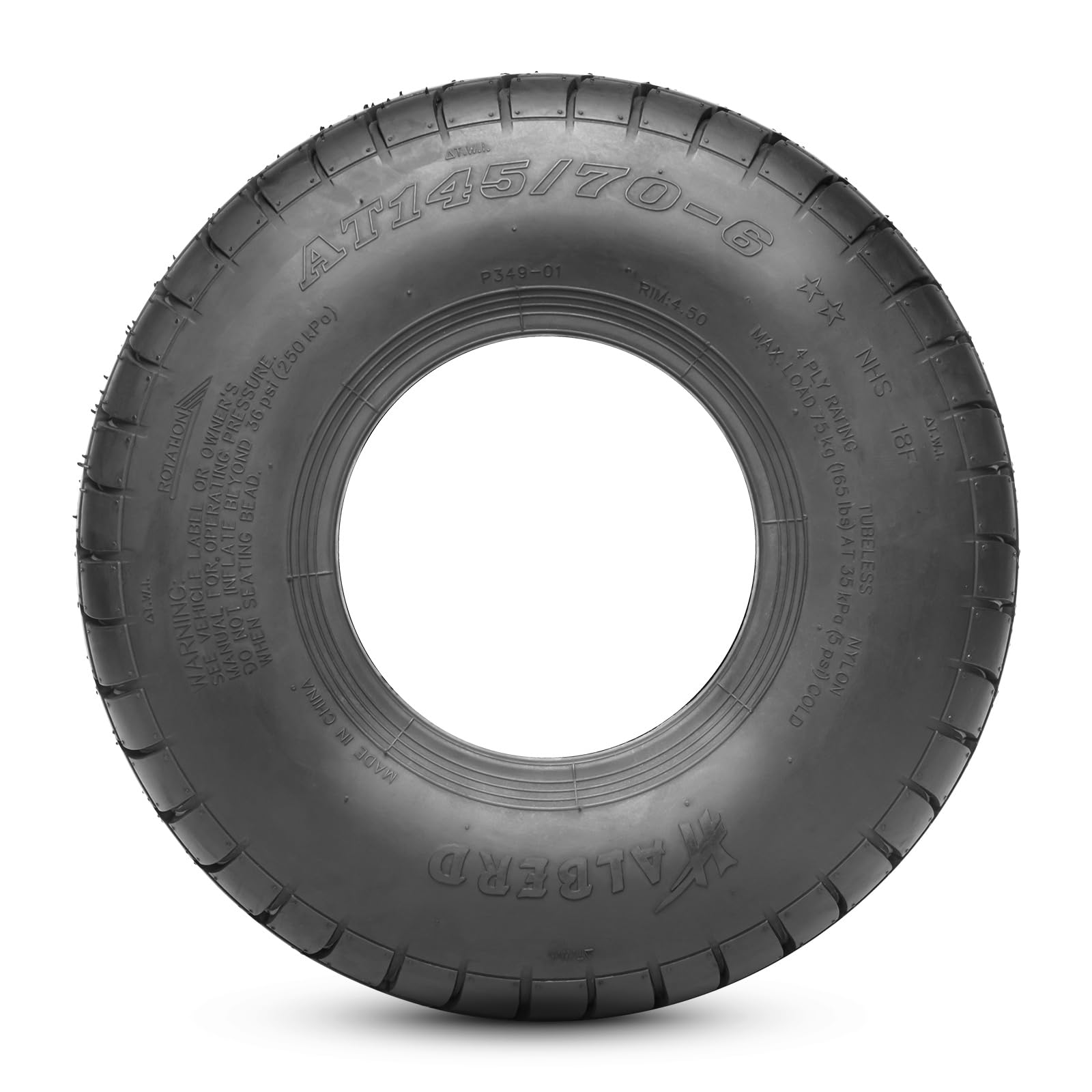 HALBERD tire packaging notice image clarifies rim not included details.