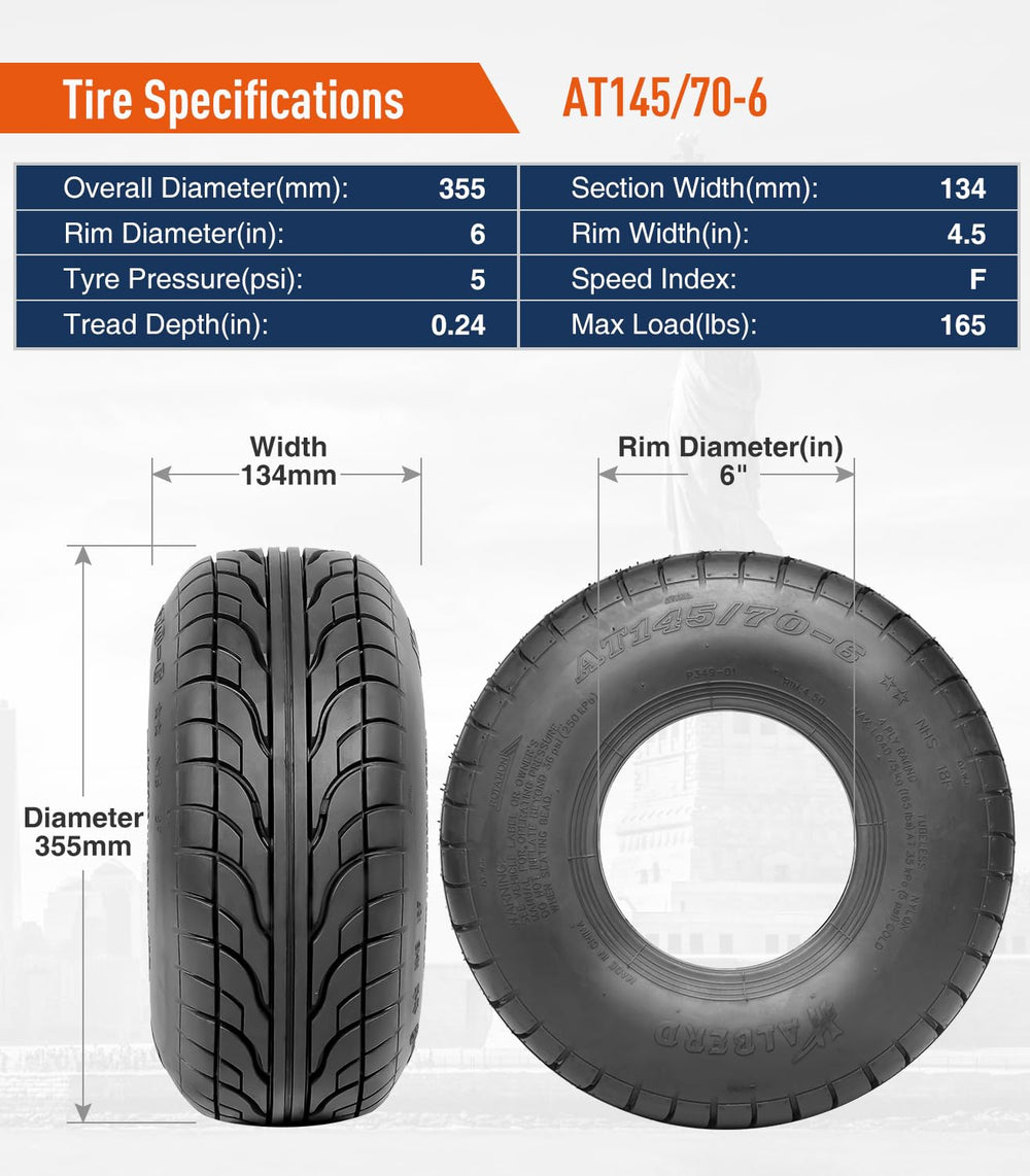 HALBERD 145/70-6 tread-pattern image demonstrates strong traction on hard terrain.