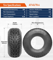 HALBERD 145/70-6 tread-pattern image demonstrates strong traction on hard terrain.