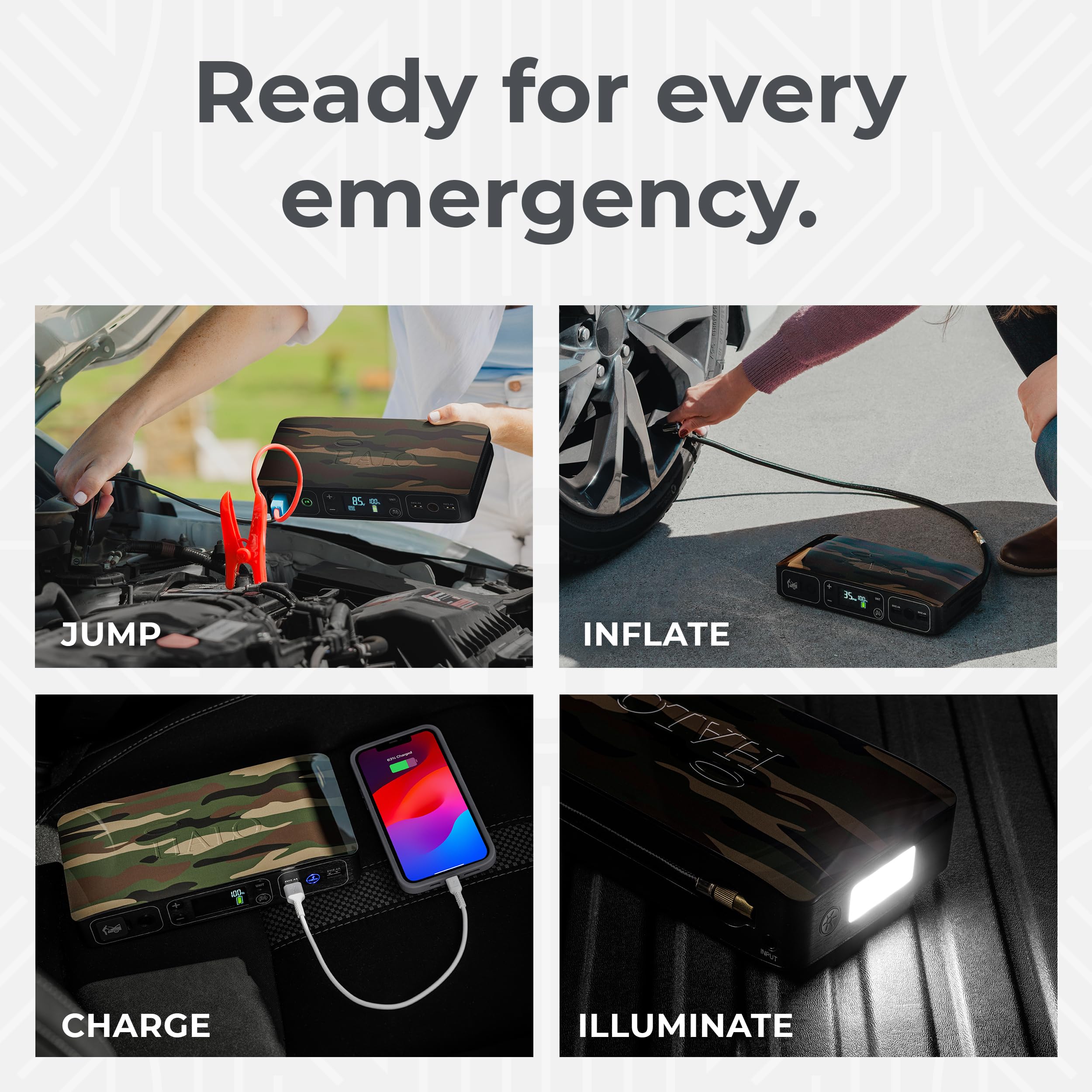 HALO Bolt Air LED floodlight illuminates dark roads and glove compartments