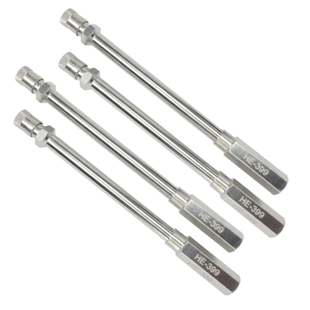 Haltec 4.25-inch valve stem extender provides extended reach for hard-to-access tires.