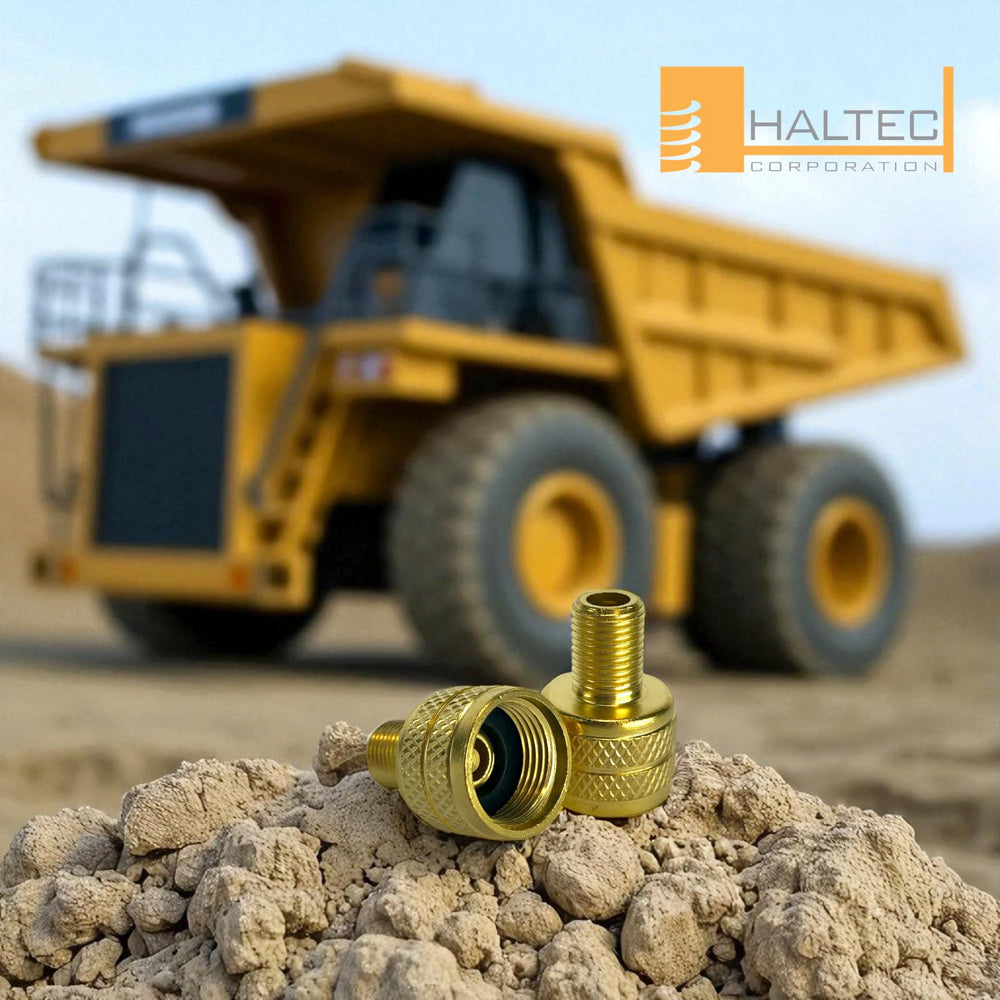Haltec valve adapter mounted on valve stem demonstrating conversion to standard bore.