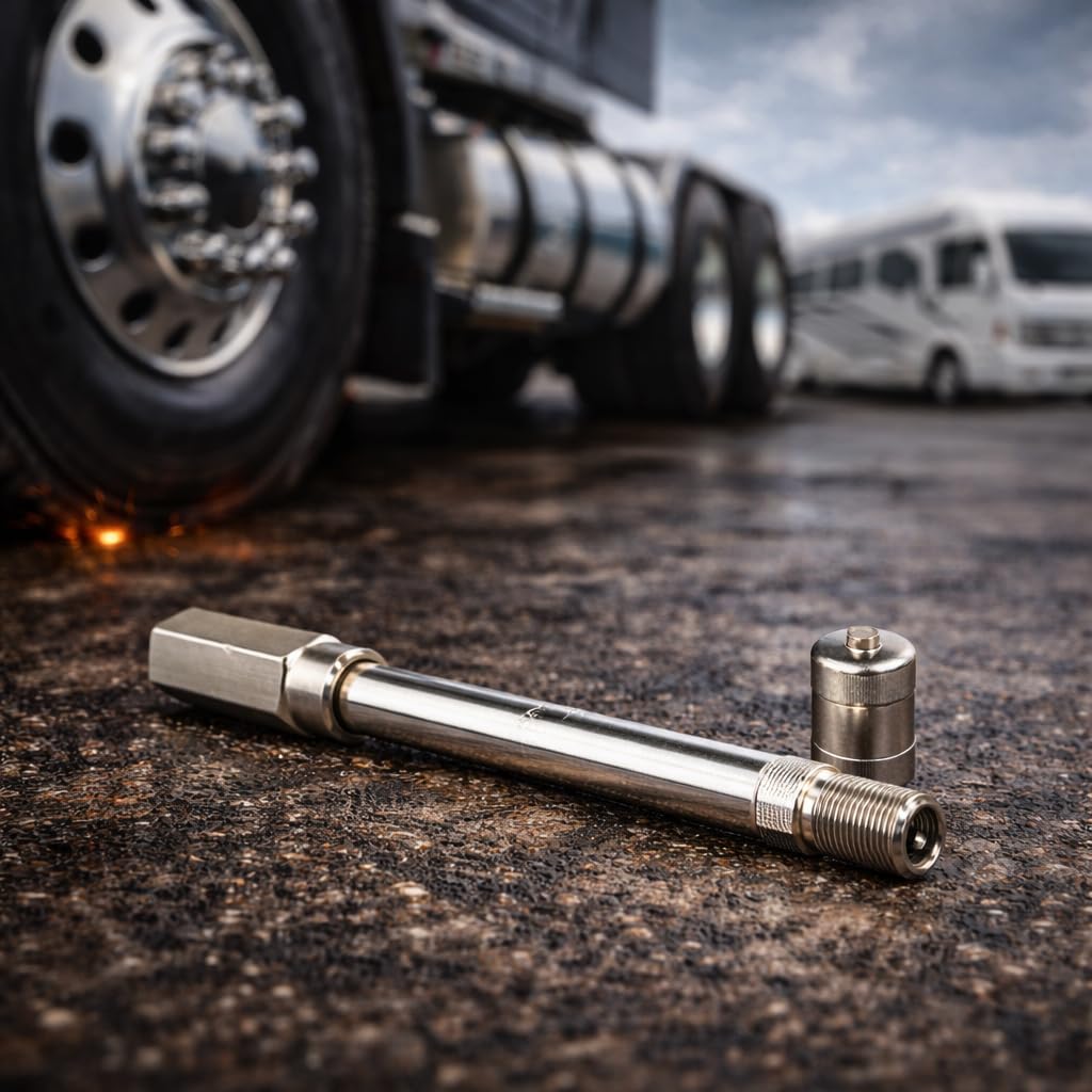 Haltec nickel-plated brass valve extender resists corrosion in all weather.