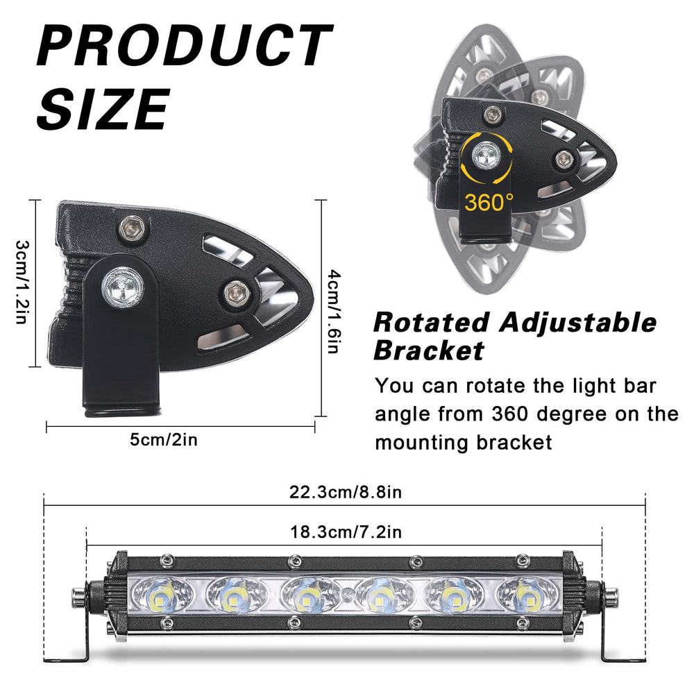Hanaive six-pack 7-inch LED bars with side brackets for easy truck installation.