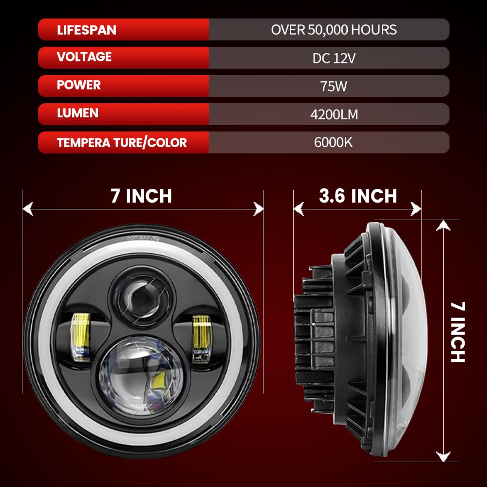 HANBKC 6000LM high beam boosts long-range visibility.