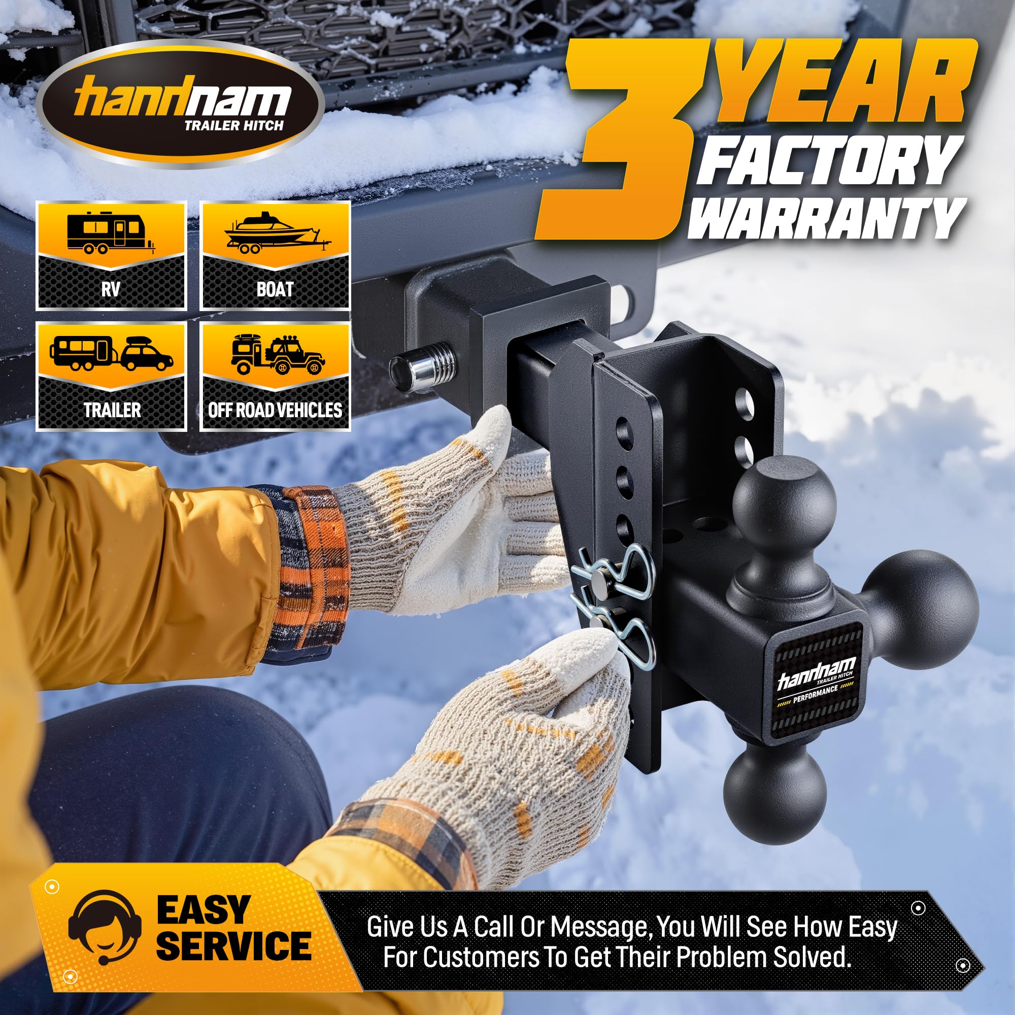 Handnam universal 2x2 receiver fits common tow setups.