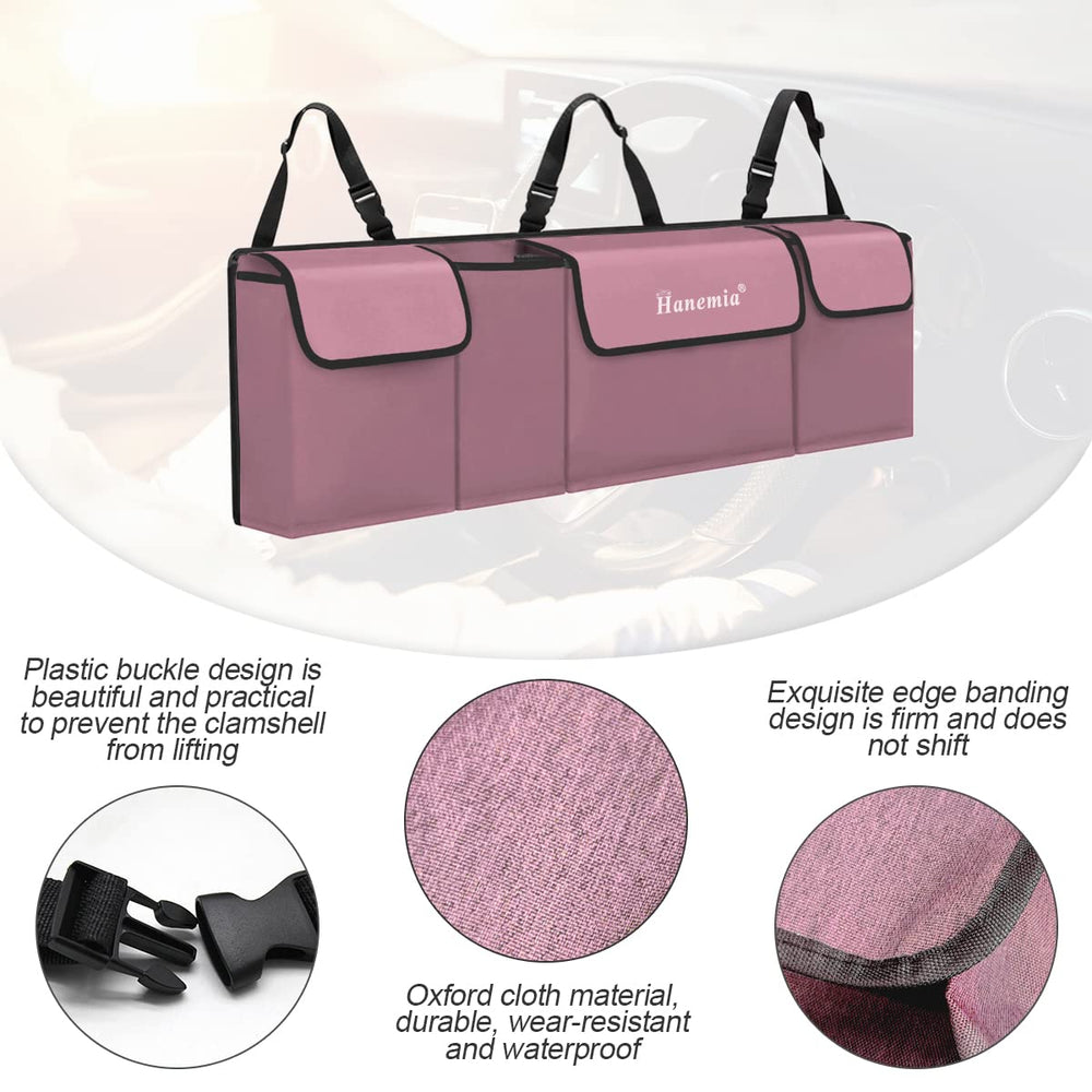 Hanemia four-pocket trunk organizer shows easy access to essentials during trips.