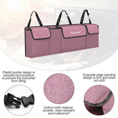 Hanemia four-pocket trunk organizer shows easy access to essentials during trips.
