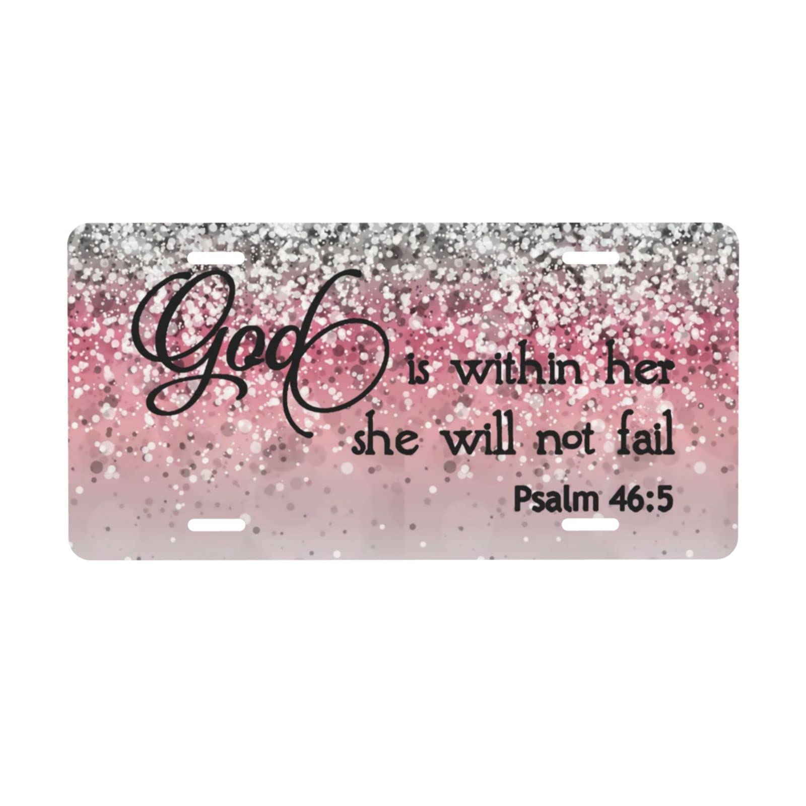 HANGWWZQ Psalm 46:5 front license plate with God Within Her design enhances vehicle personalization.