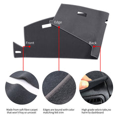 HanLanKa dashboard cover close-up with Velcro fasteners for easy secure installation.