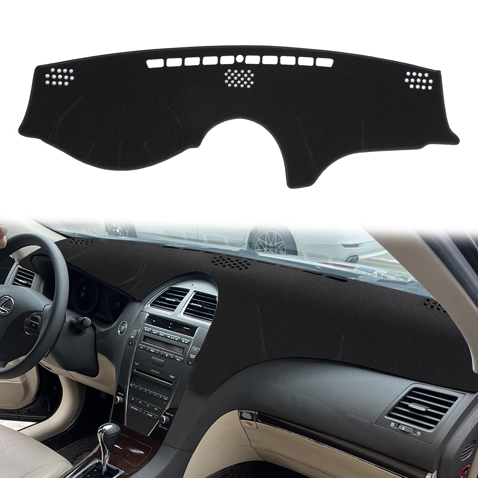 HanLanKa dashboard cover for Lexus ES350, black, custom fit reduces glare and wear.