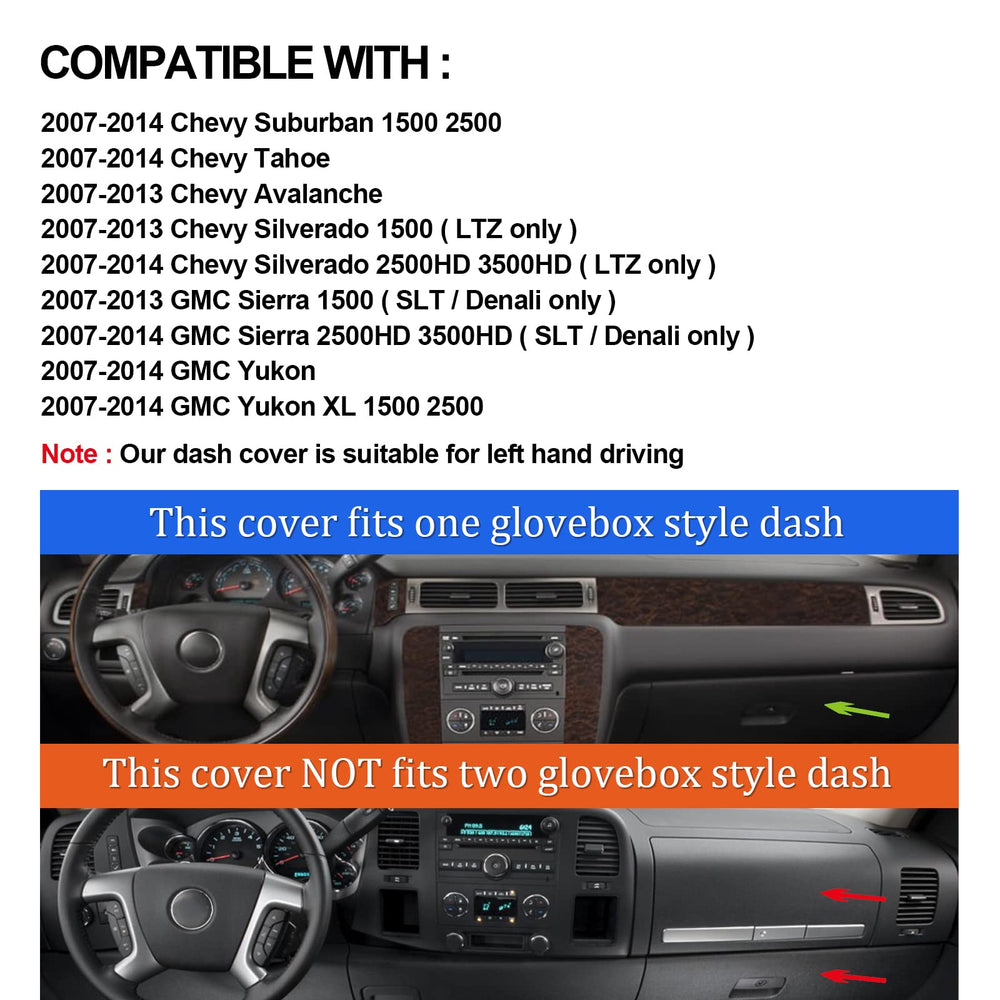 HanLanKa Yukon XL dash mat laser-fit interior protection