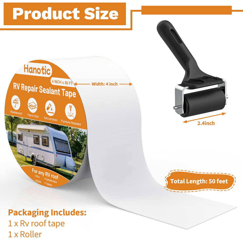 Hanotic RV tape sealing a leaking roof edge for long-term protection