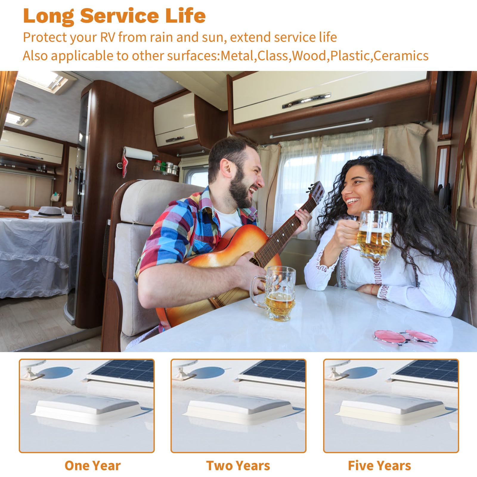 Hanotic sealant tape on RV roof withstanding sun and temperature extremes