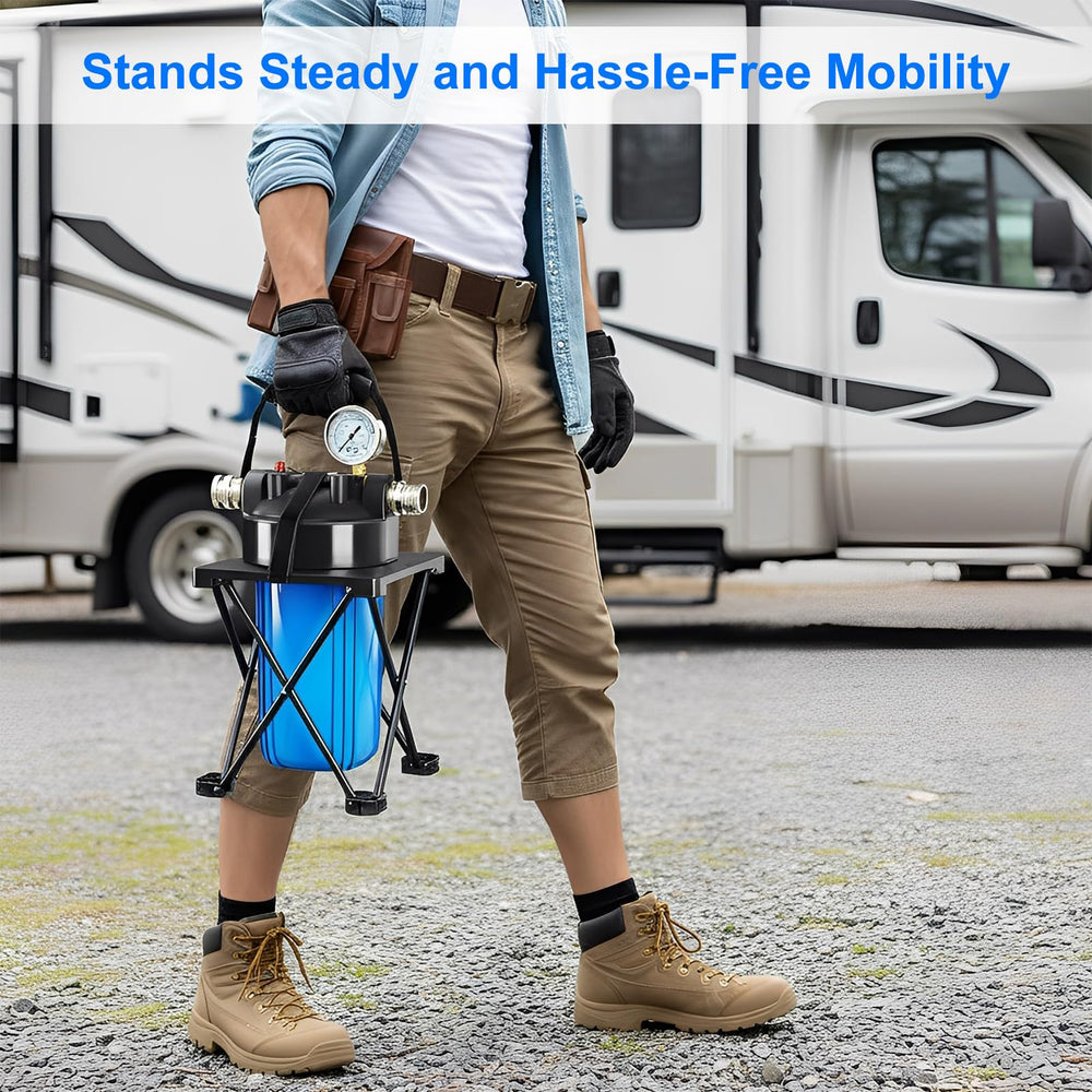 Hansing filter capacity up to 25,000 gallons for long trips.