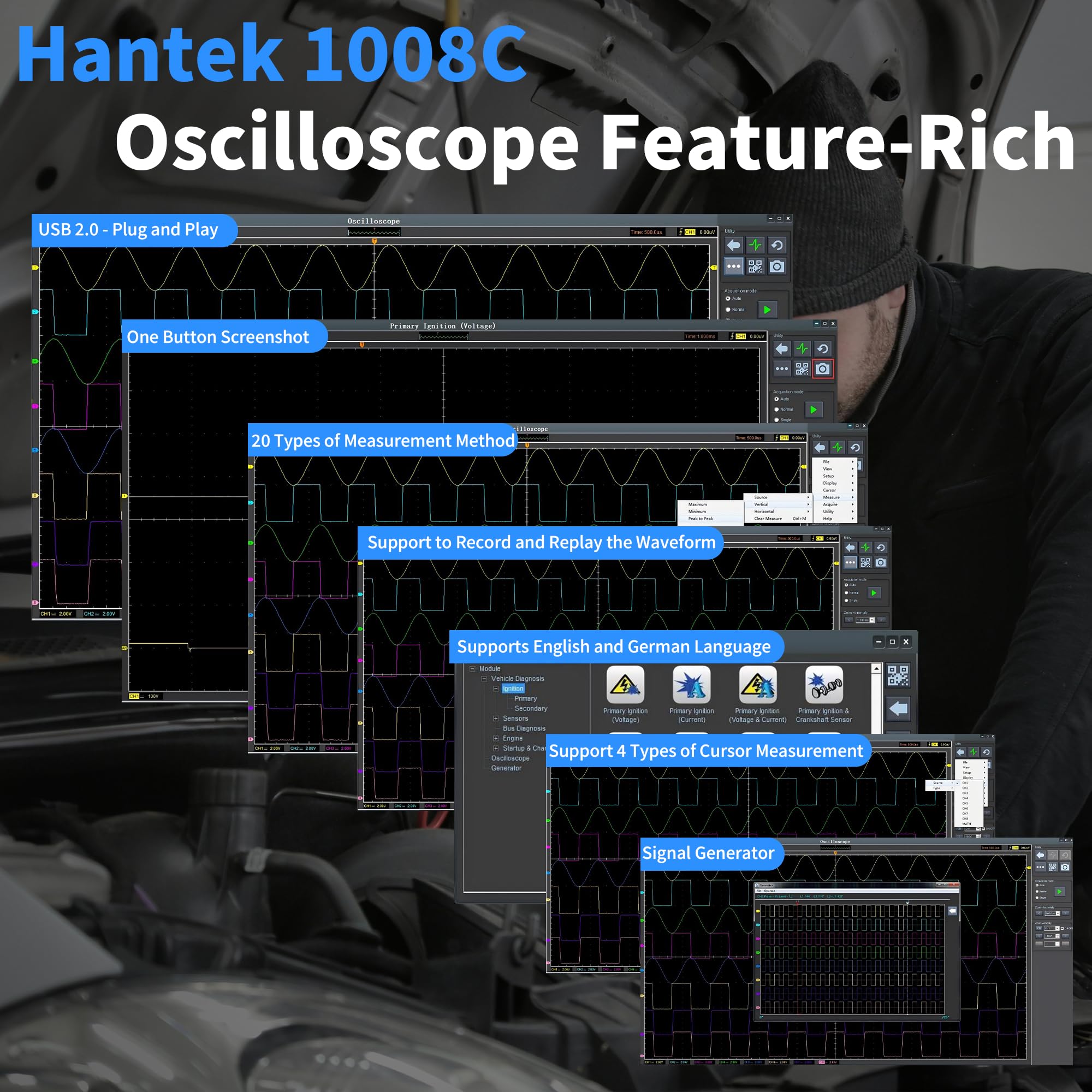 Hantek 1008C programmable signal generator interface with LVTTL outputs