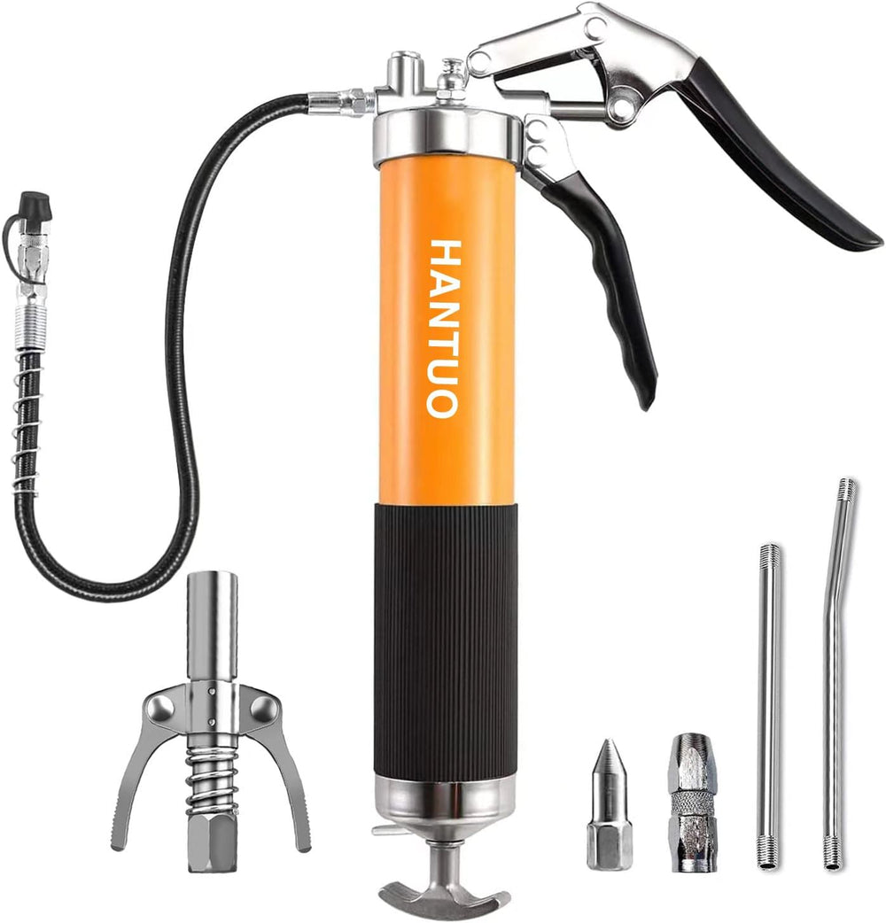 HANTUO grease gun with pistol grip for easy one-handed lubrication
