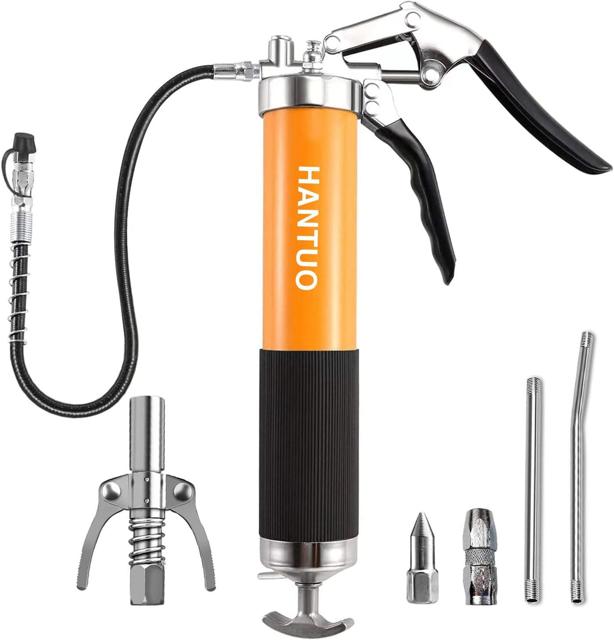 HANTUO grease gun with pistol grip for easy one-handed lubrication