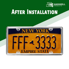 Hanwell license frame includes screws, caps, washers for quick installation