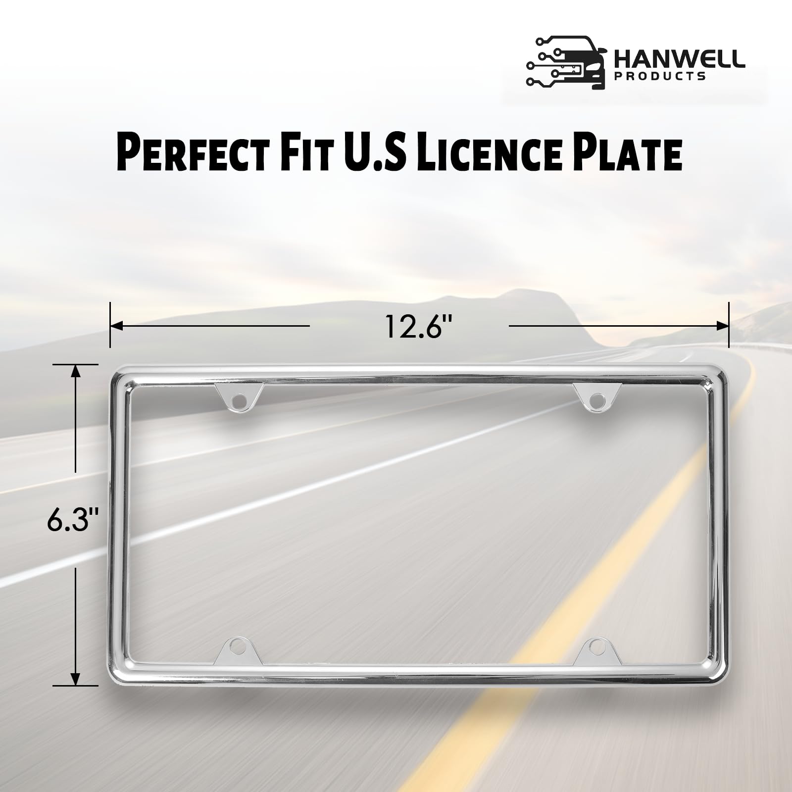 Hanwell license frame standard size fits USA/Canada 12x6 plates securely