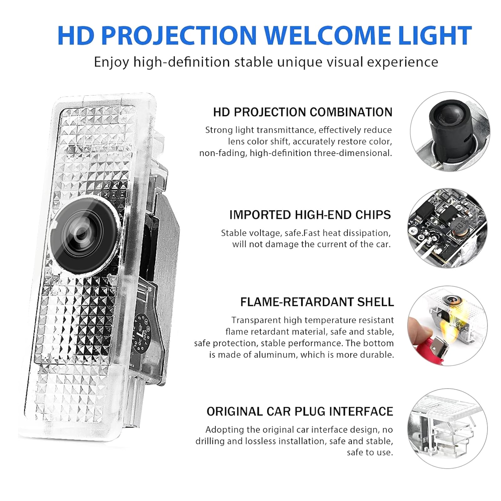 HAOGI aluminum alloy shell door light stays cool and durable during drives.