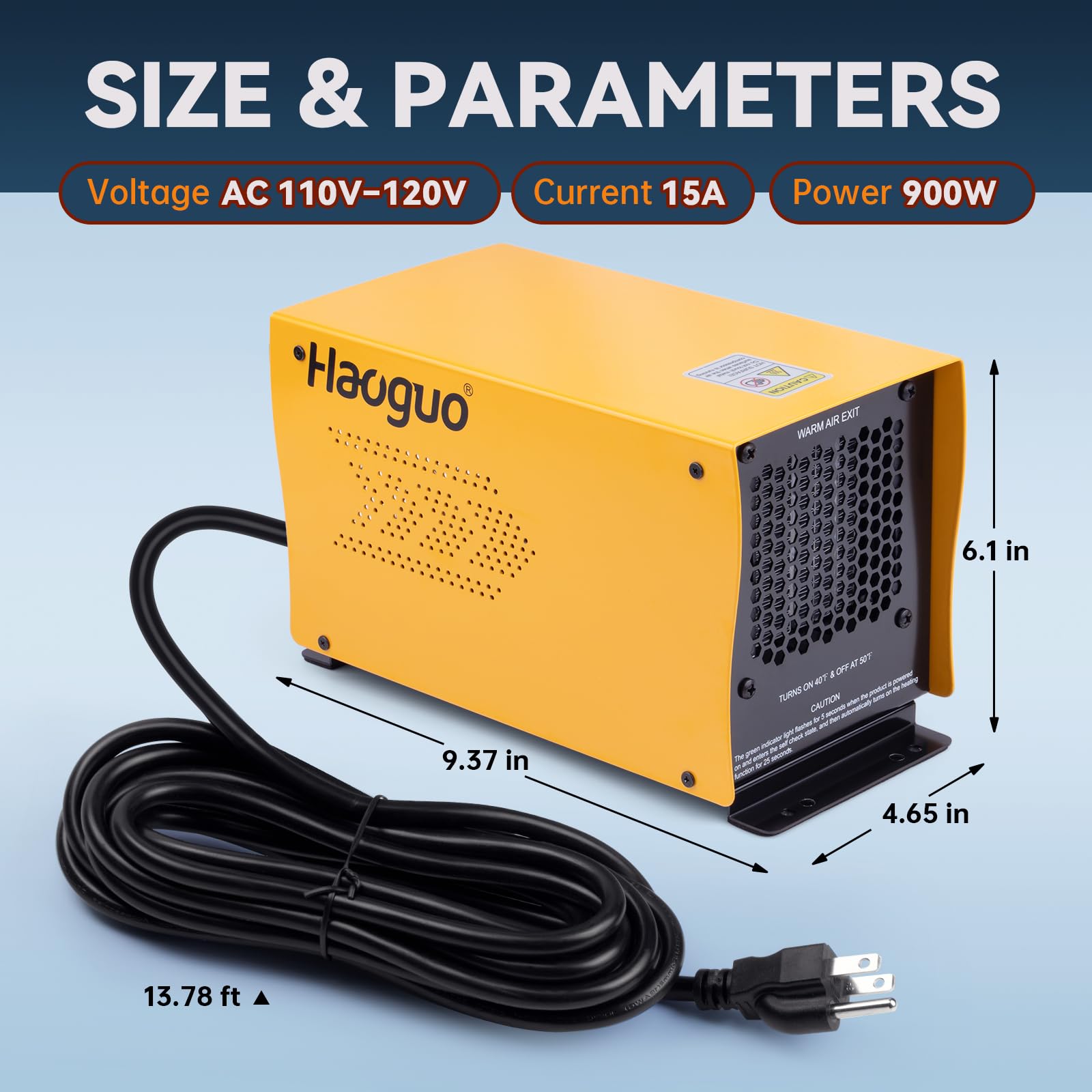 Haoguo tri-color indicator lights showing standby, heating, cooling.