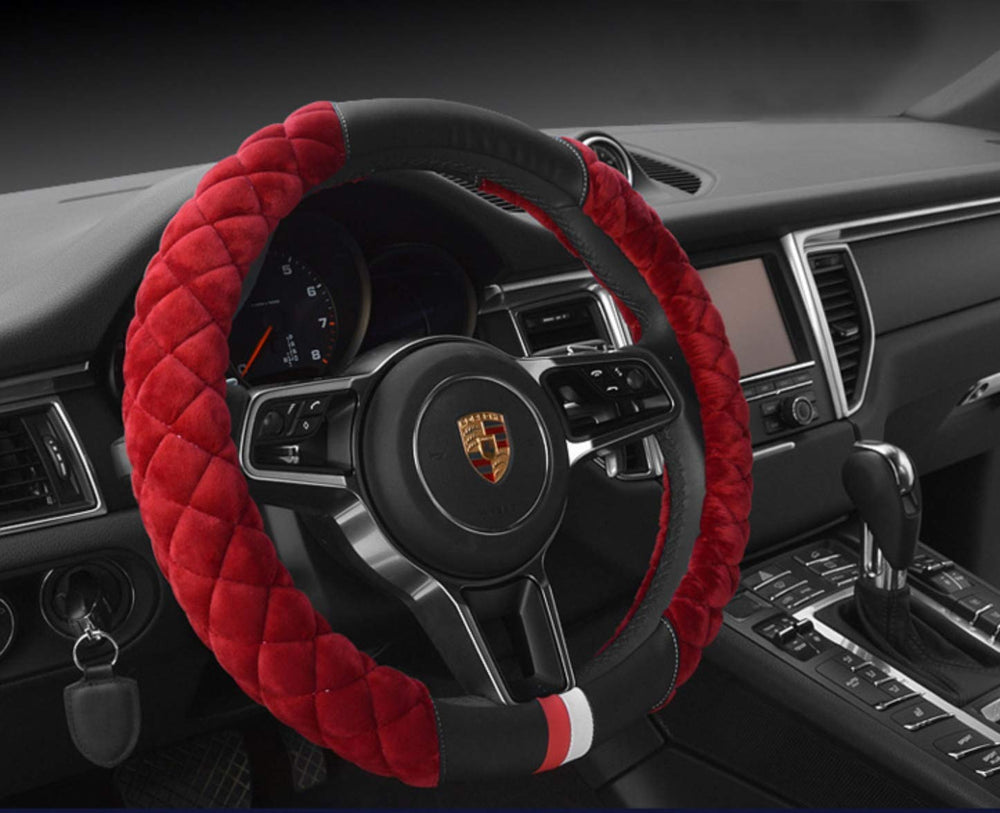 HAOKAY close-up of soft plush fabric highlights cozy touch during every drive.