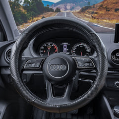 HAOKAY steering wheel cover installed for improved grip and refined interior aesthetic.