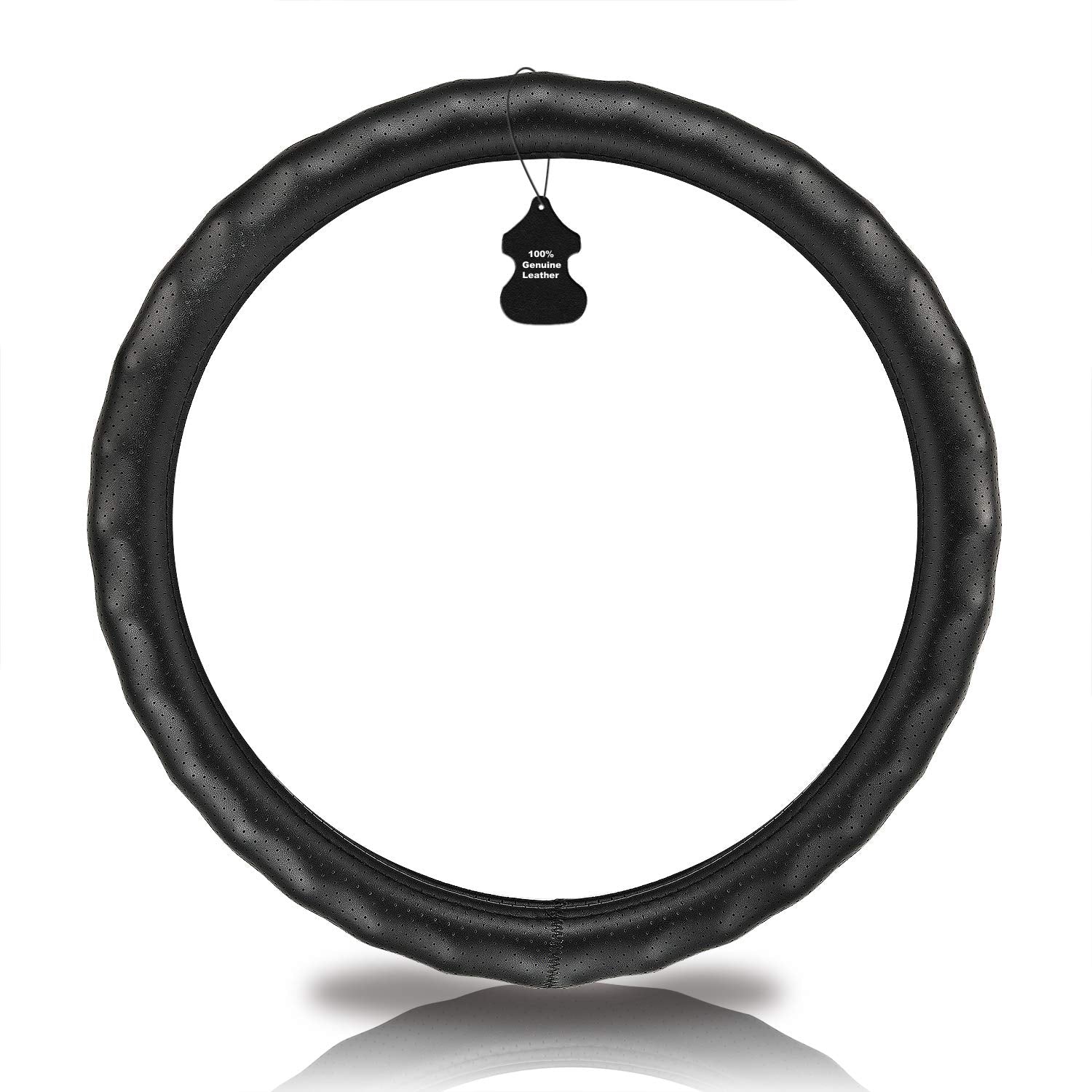 HAOKAY leather steering wheel cover delivers soft, comfortable touch.