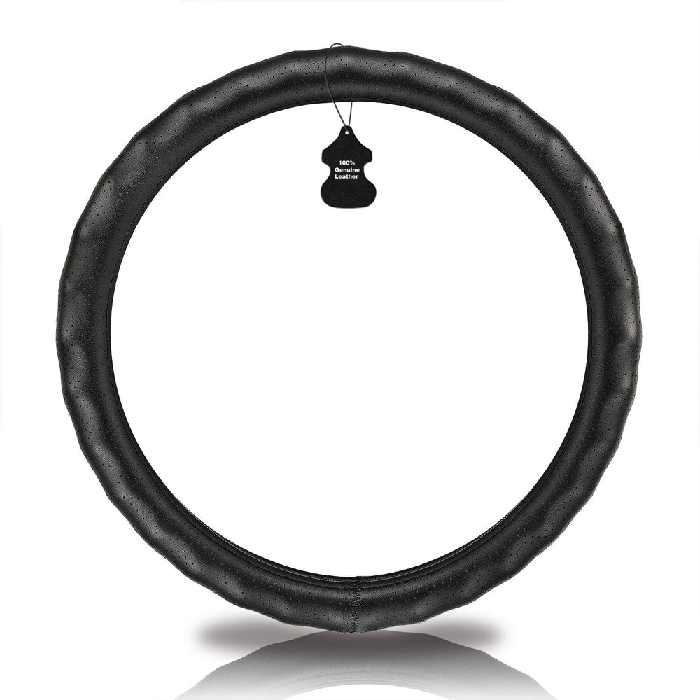 HAOKAY leather steering wheel cover delivers soft, comfortable touch.