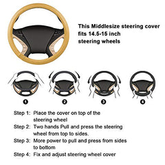 HAOKAY universal fit steering wheel cover on a 15-inch wheel for everyday use