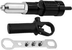 Haokixin rivet gun adapter setup enables quick drill-to-rivet connections.