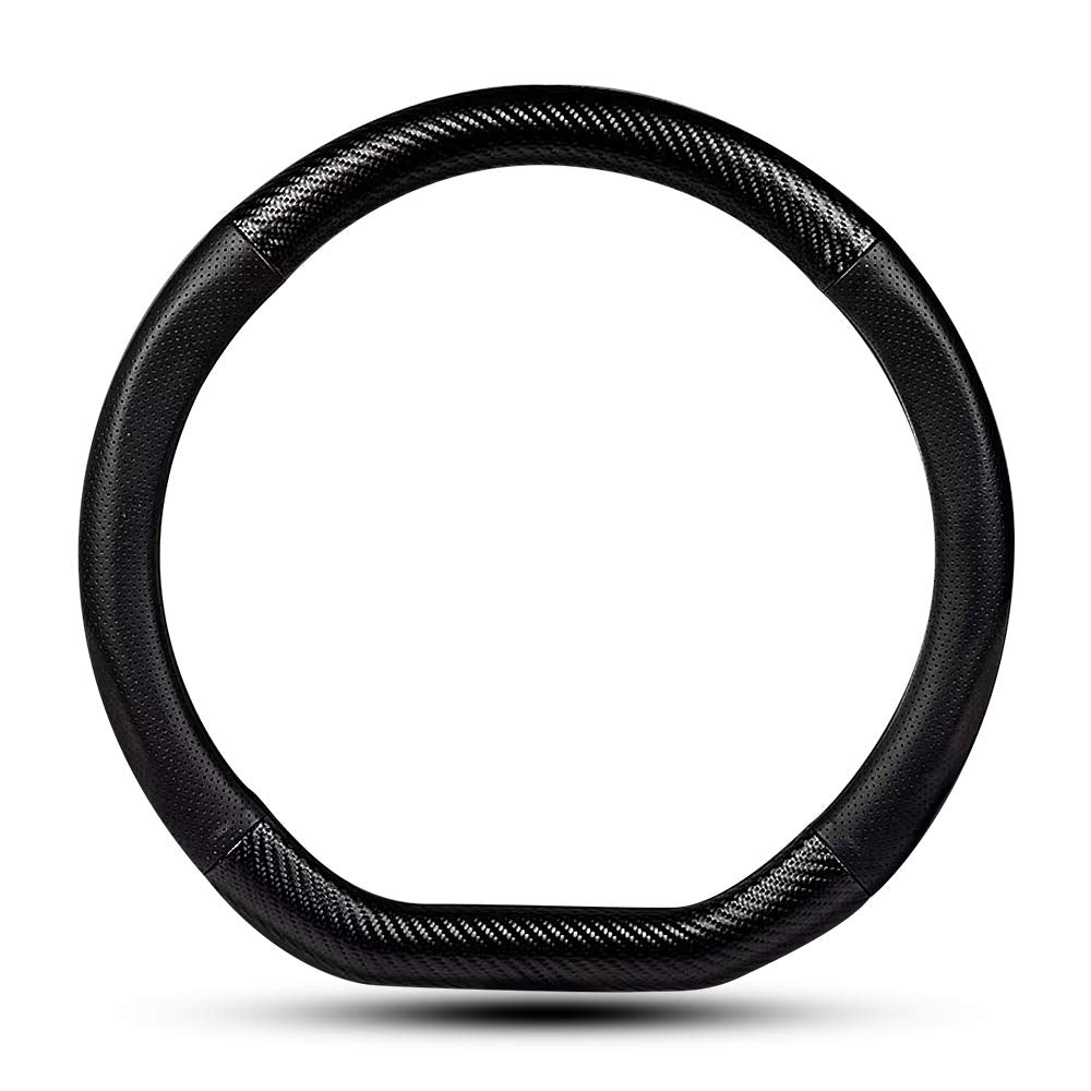 HAOTULE carbon fiber and nappa leather D shape cover close up showing premium texture and grip