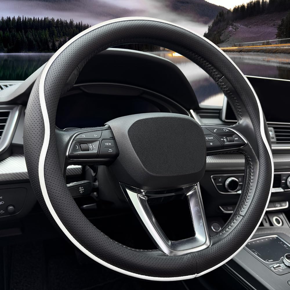 HAOTULE leather steering wheel cover with nappa surface for a comfortable grip