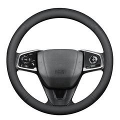 Breathable Nappa leather steering wheel cover improves hand comfort.
