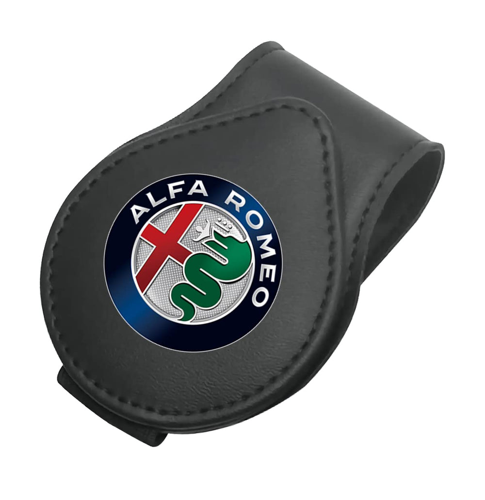 HAPIZWLU leather glasses frame holder for Alfa Romeo visors protects lenses.