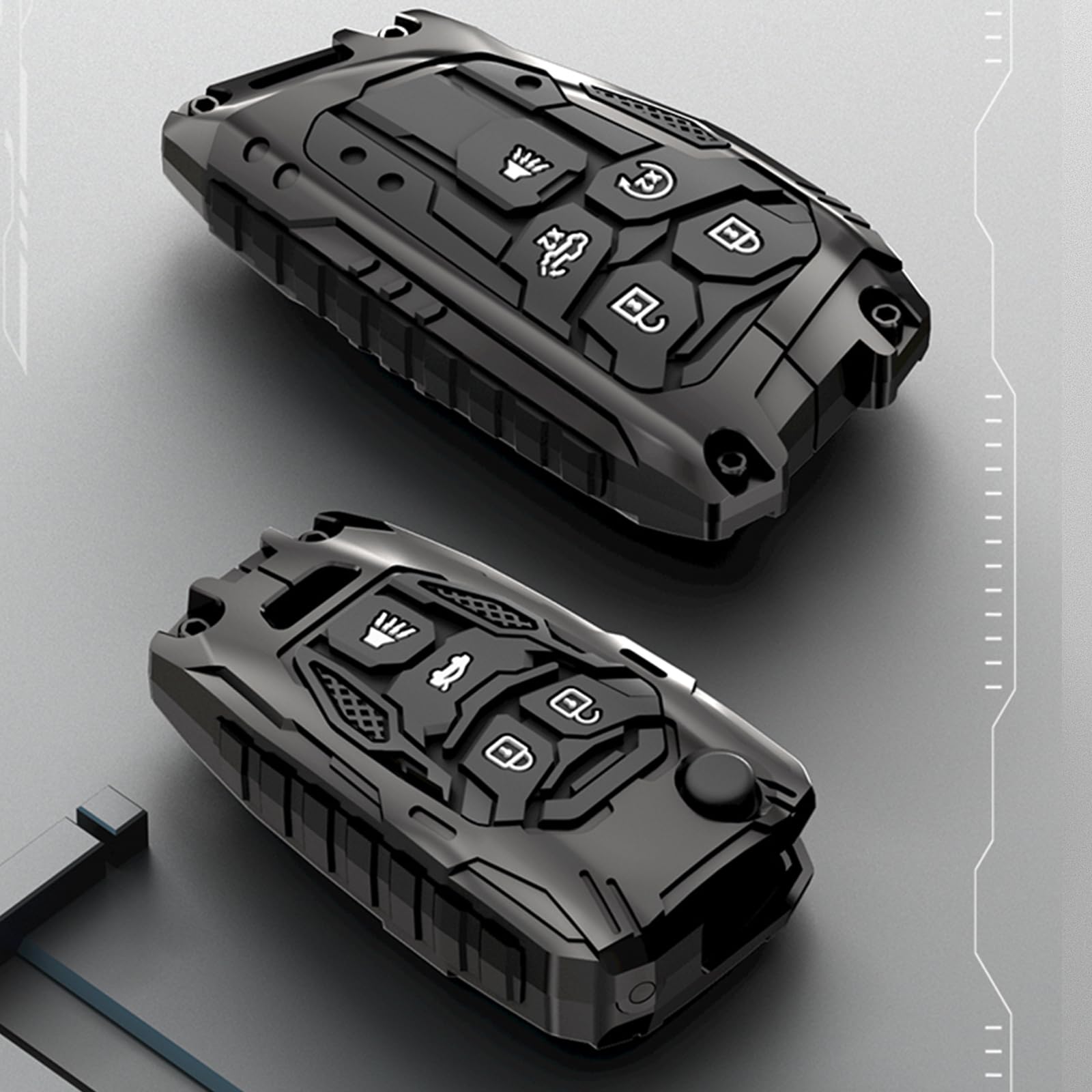 Happtoy heavy metal key fob cover in black A-Model shown for Silverado.