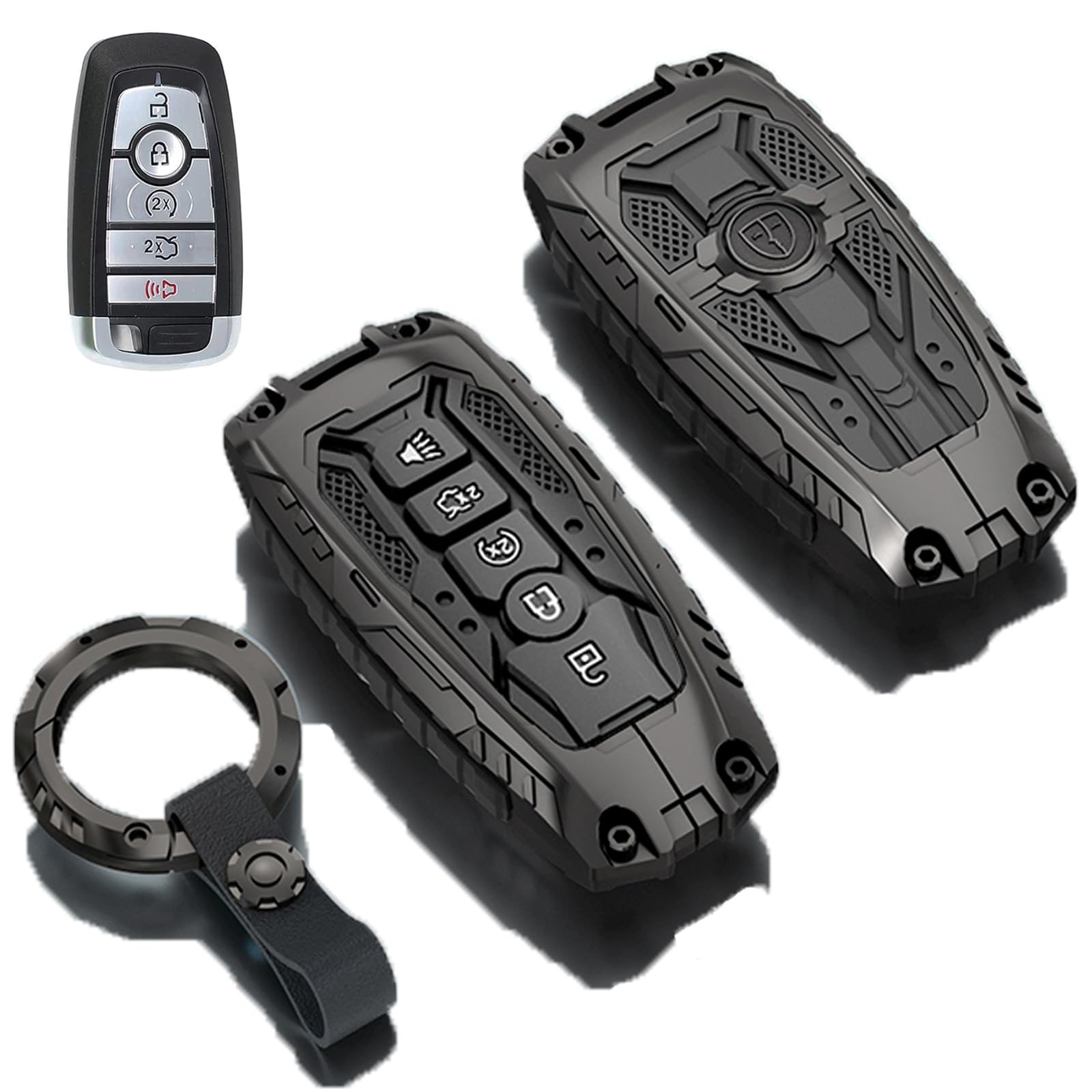 Happtoy heavy metal key fob cover front view protects Ford fob from daily wear.