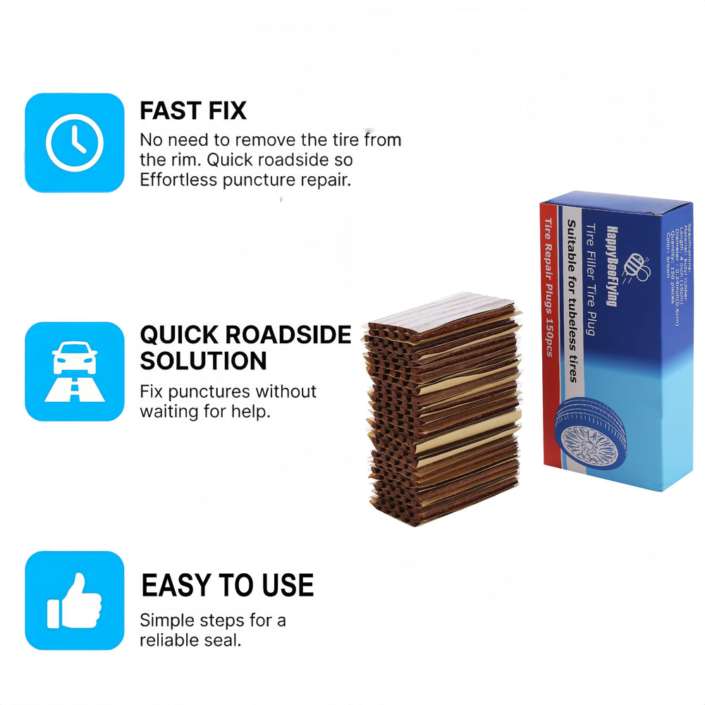HappyBeeFlying tire plugs diameter-0.24inch ideal for precise insertion in tubeless tires.