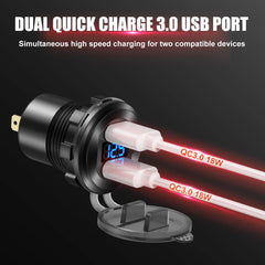 Hapytrip dual QC3 USB ports provide high speed charging for compatible devices.