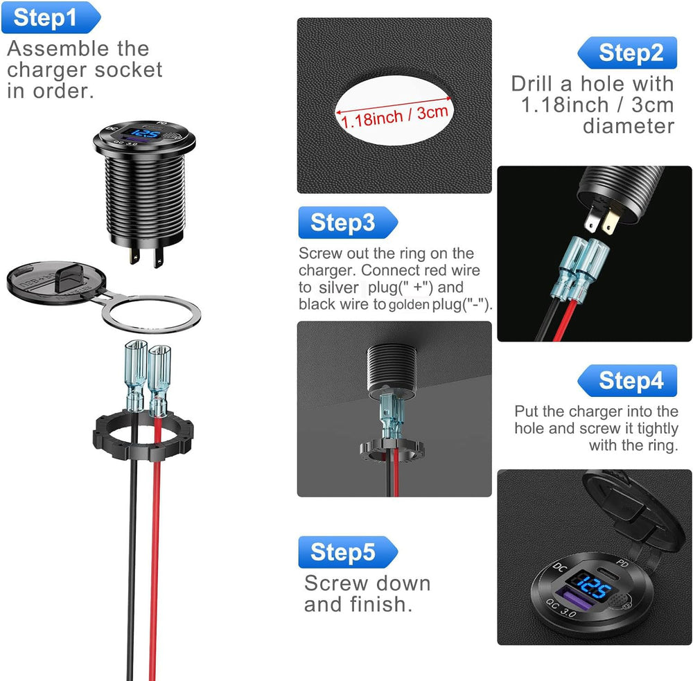 Hapytrip wide 12V/24V compatibility suits cars, boats, bikes, RVs, and more.