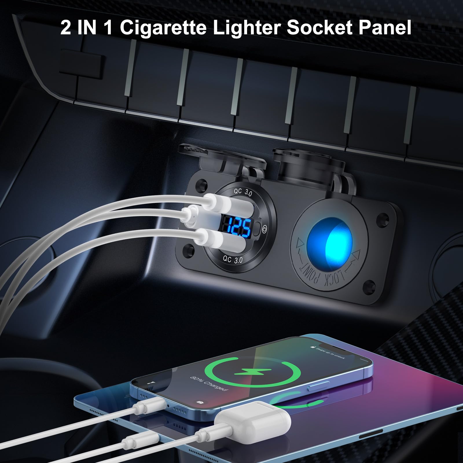 Hapytrip compatible with 12V/24V vehicles, ideal for boats, RVs, and ATVs.