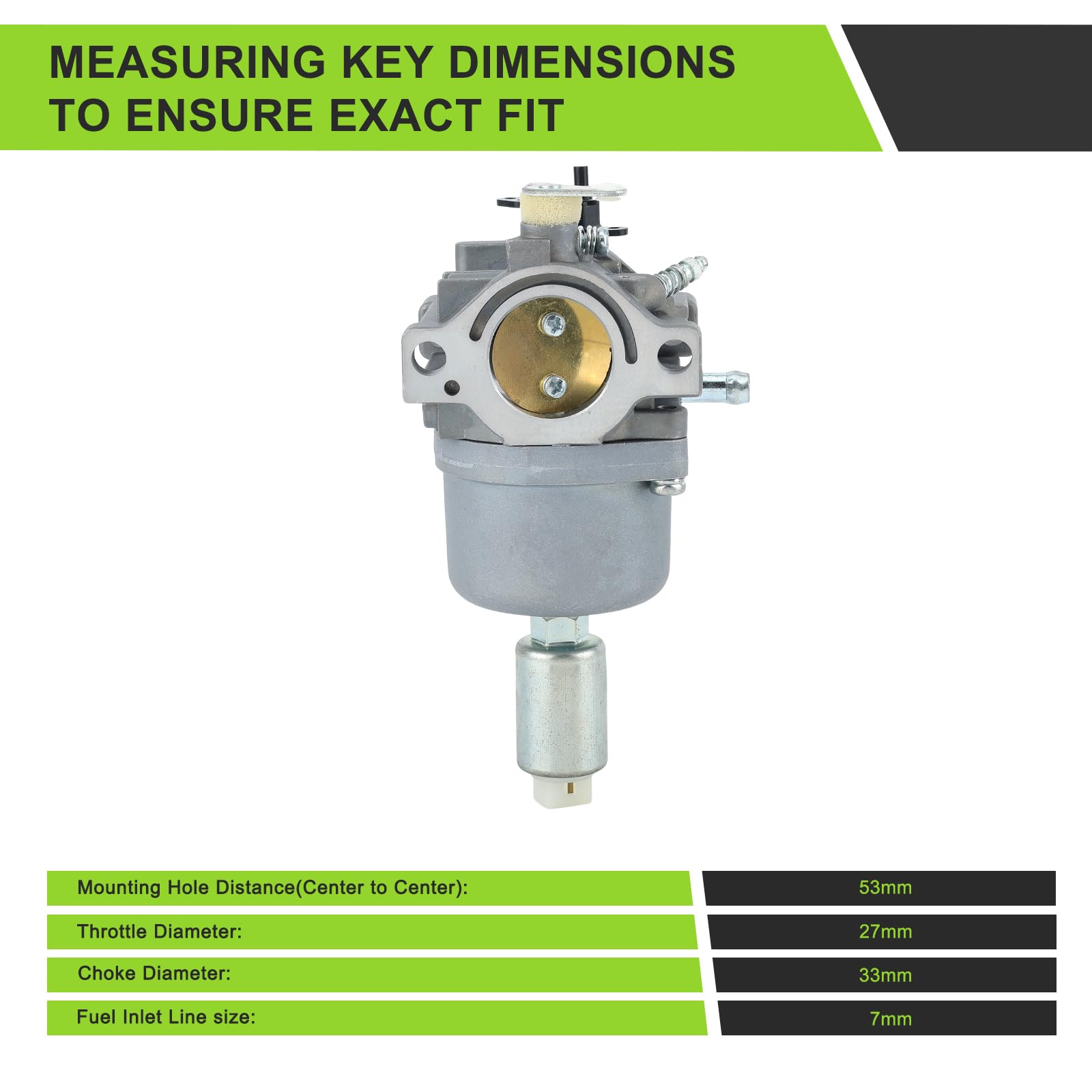 Harbot carburetor dimensions 53mm center mounting reference.