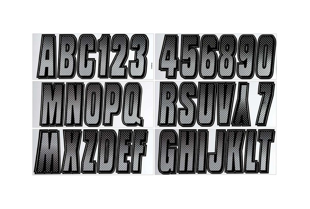 Hardline Series 300 letters-numbers kit on hull for compliant registration decals