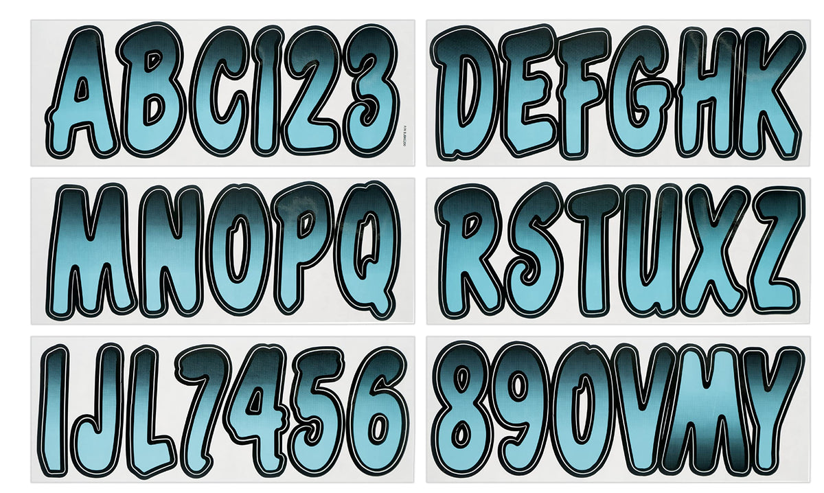 Hardline Series 200 bluejay gradient decal close-up for vivid visibility
