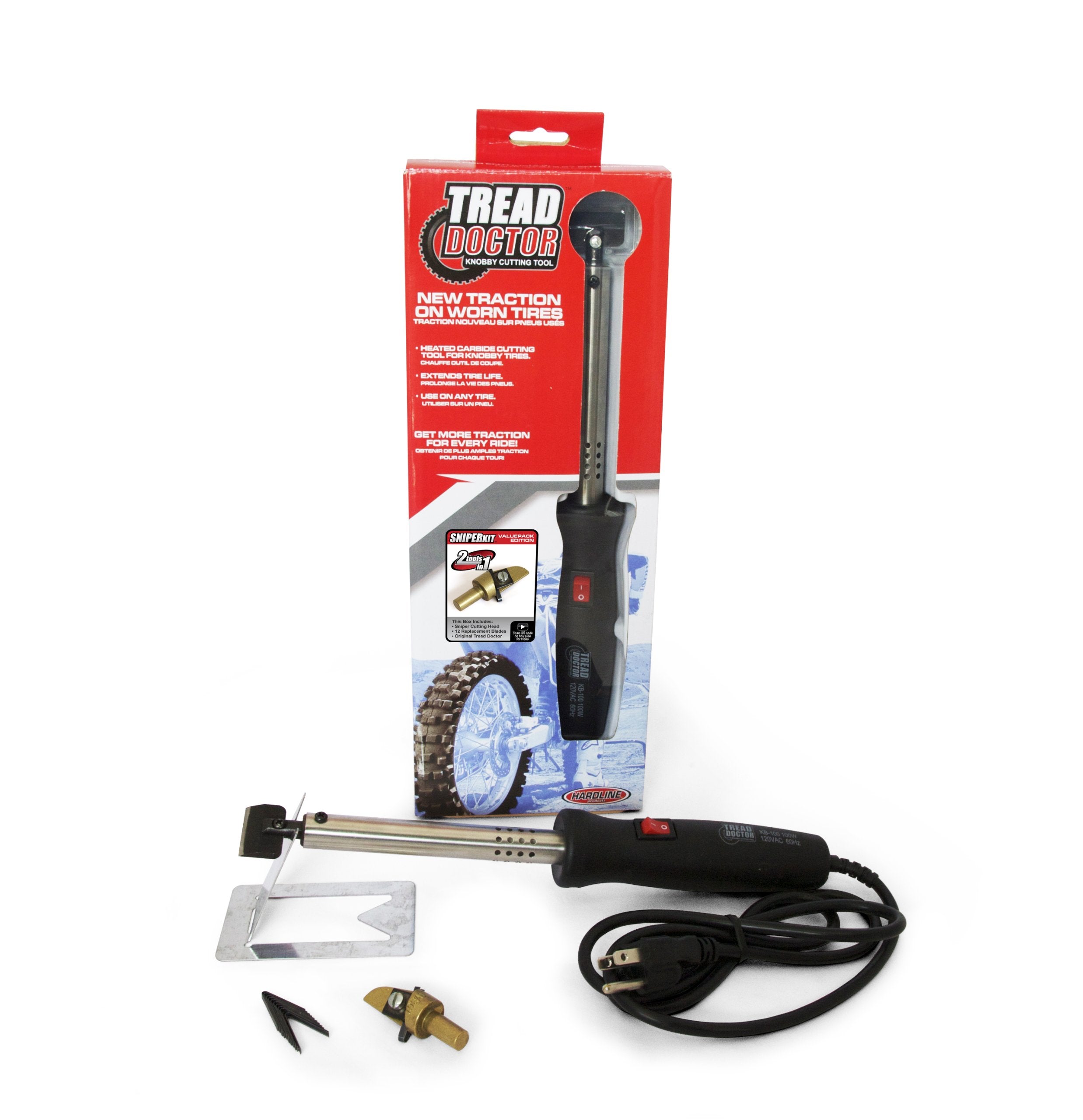 Hardline Products Tread Doctor Sniper Kit with heated groover shaping tire edges for better grip.