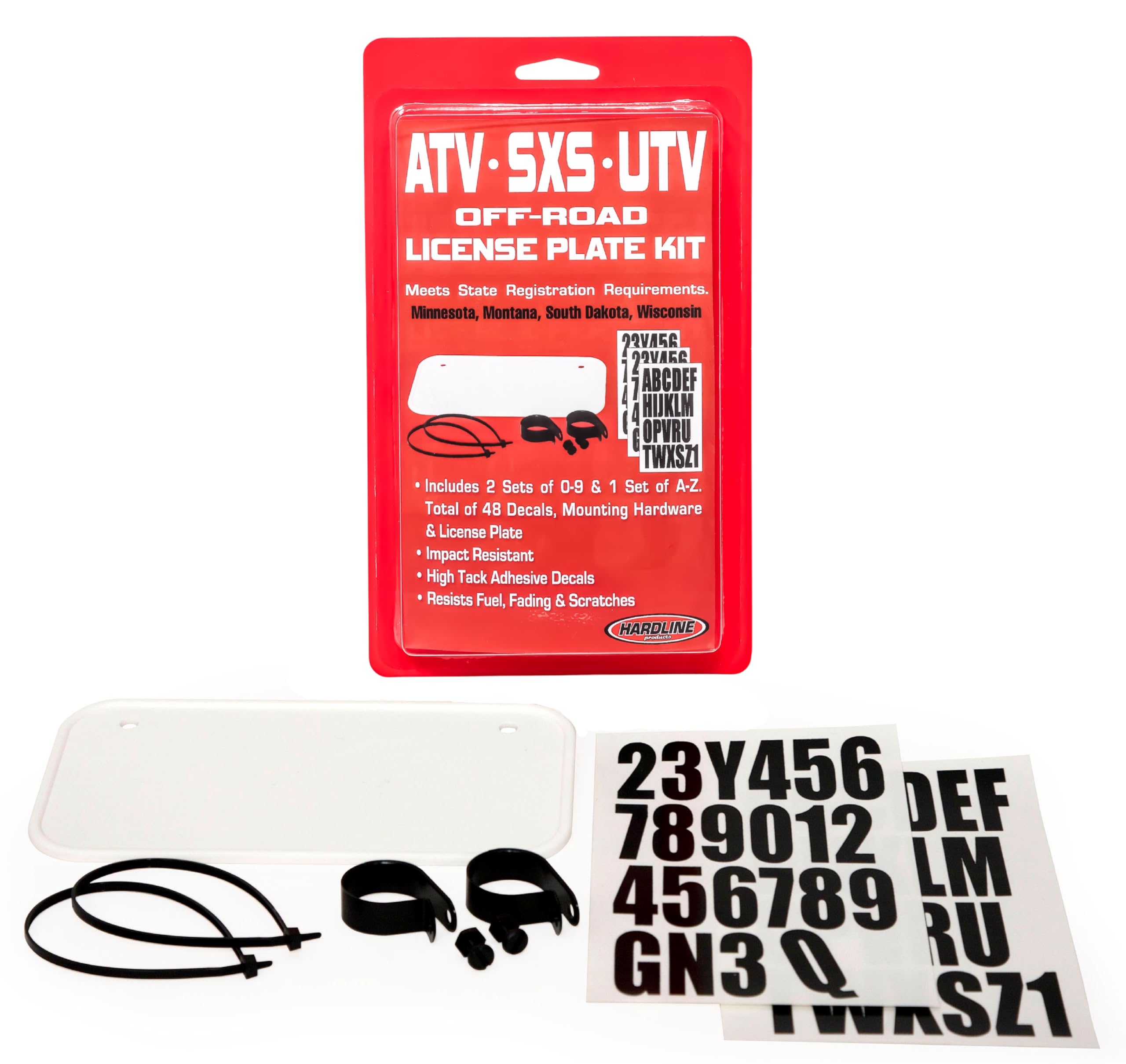Hardline USA off-road license plate kit mounting plate: durable, UV-resistant base for trail-ready setups.