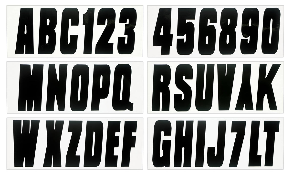 Hardline USA Series 350 decal kit contents for complete registration lettering.