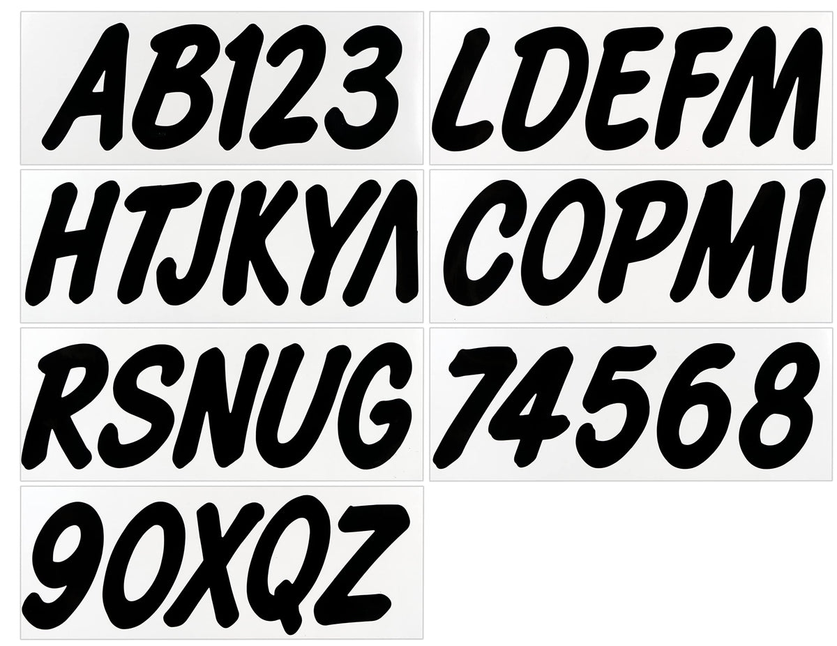 Hardline USA Series 400 registration numbers on a hull for high visibility.