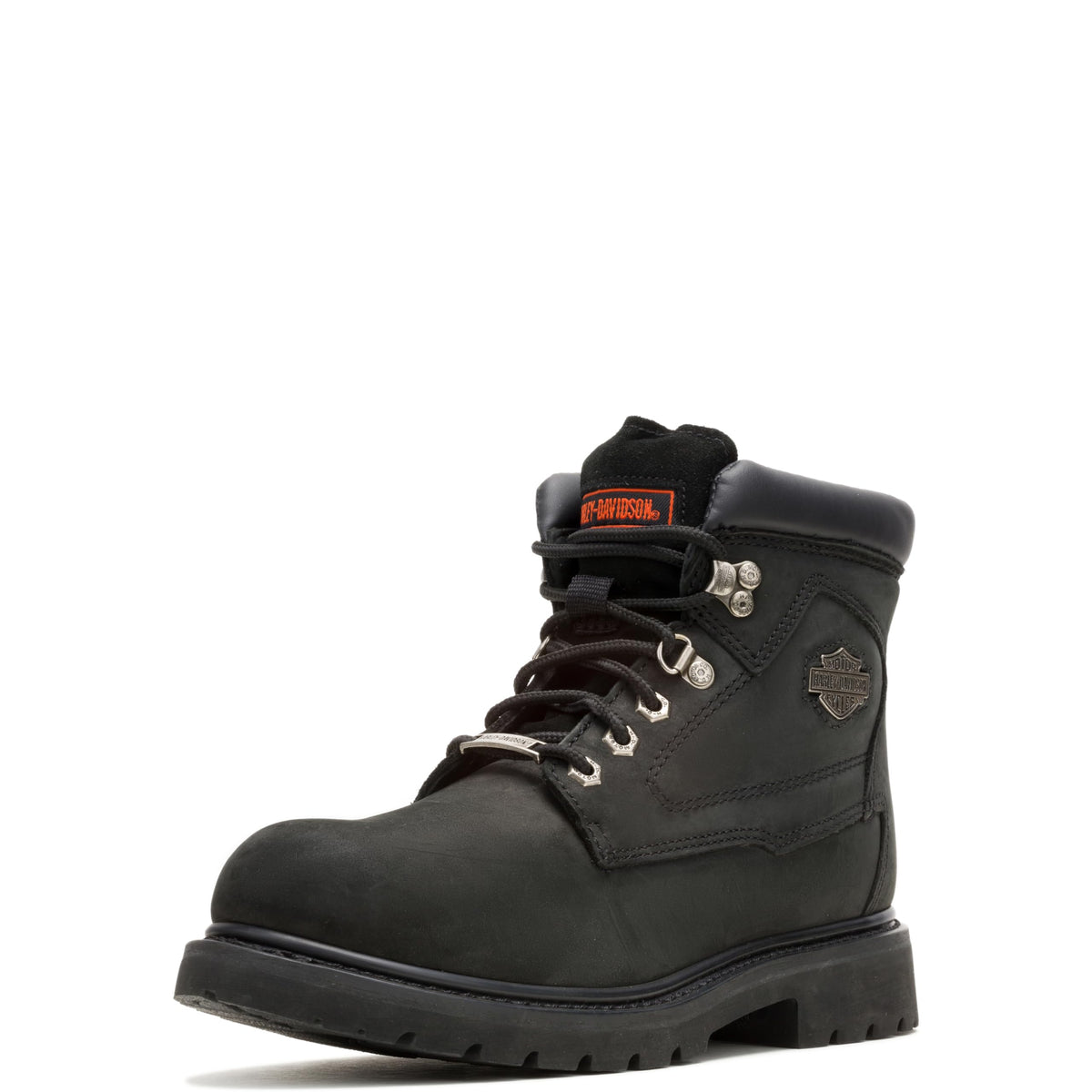 Harley-Davidson Wolverine Badlands boot upper in full-grain leather for durability.